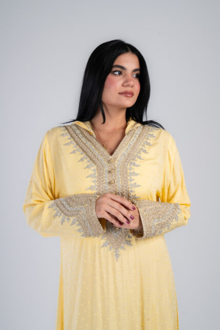 Moroccan cotton kaftan with hood