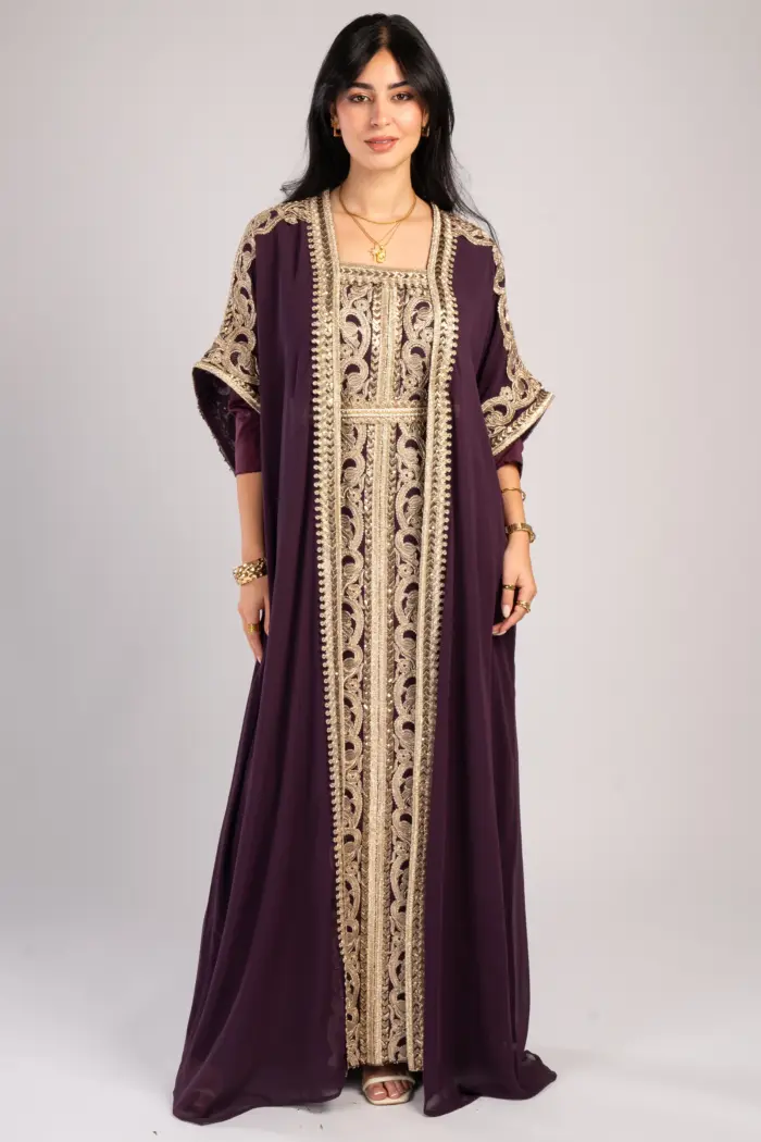 عباية استقبال شيفون كلفة دهب - Image 1