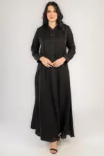 عباية خروج اسود كبيشون تطريز اسود