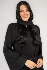عباية خليجي خروج بتطريز اسود - Image 2