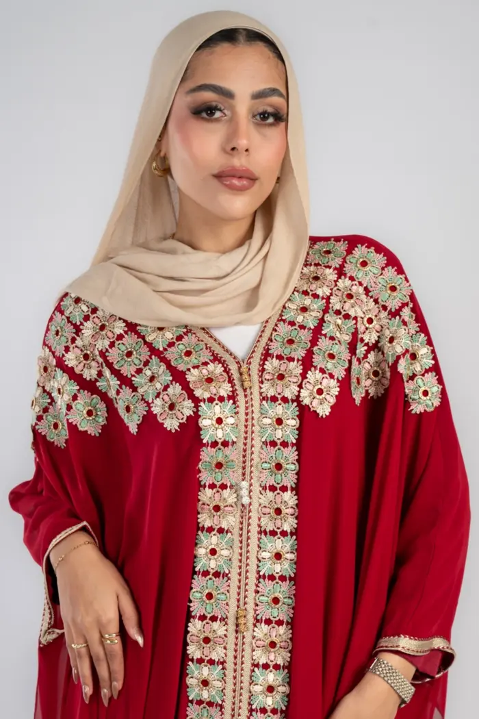 عباية شيفون فراشة بكلفة ملون - Image 2
