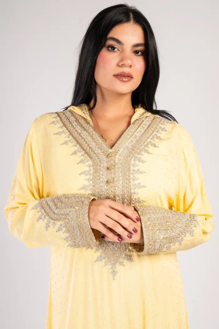 Moroccan cotton kaftan with hood - Image 2