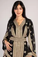 قفطان مغربي قطعتين شال تطريز كامل - Image 2