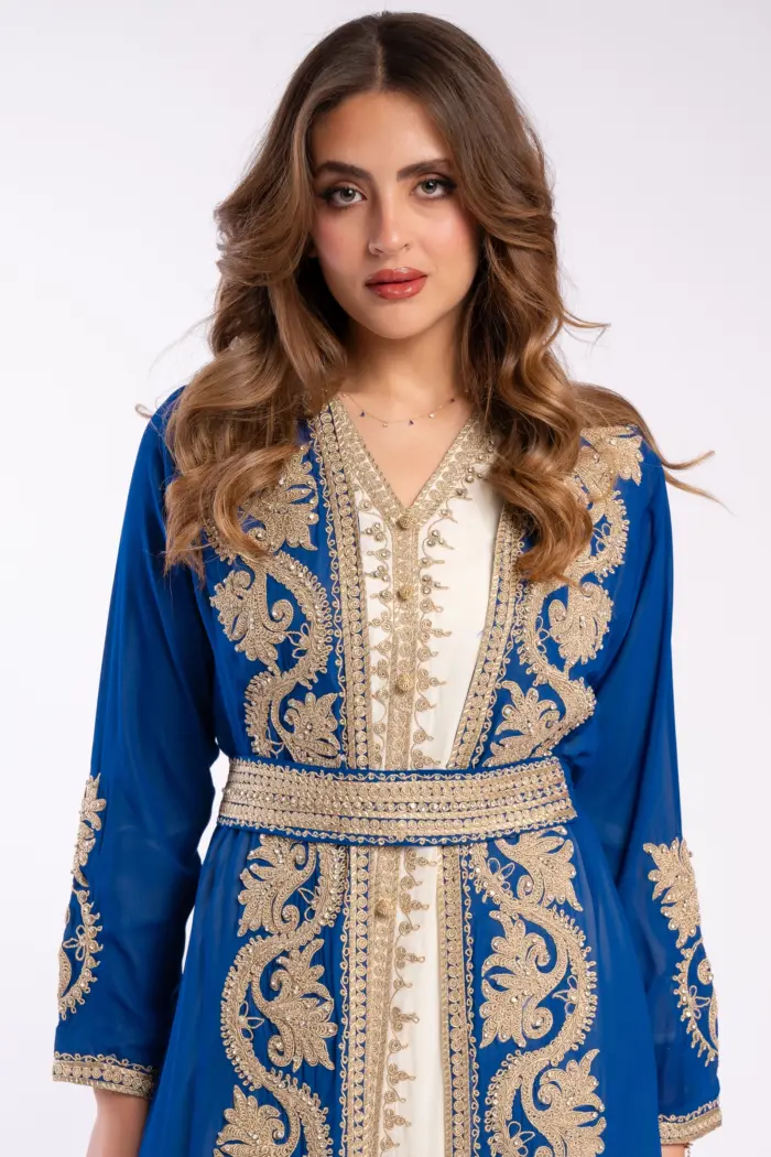 Moroccan kaftan with aghbani embroidery - Image 2